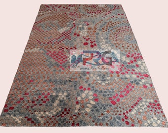 Multi Hand Knotted Vintage Oushak Rug for Bedroom Room dining Wool and Silk  Large Area Rug   5x8 4x6 9x12 10x14