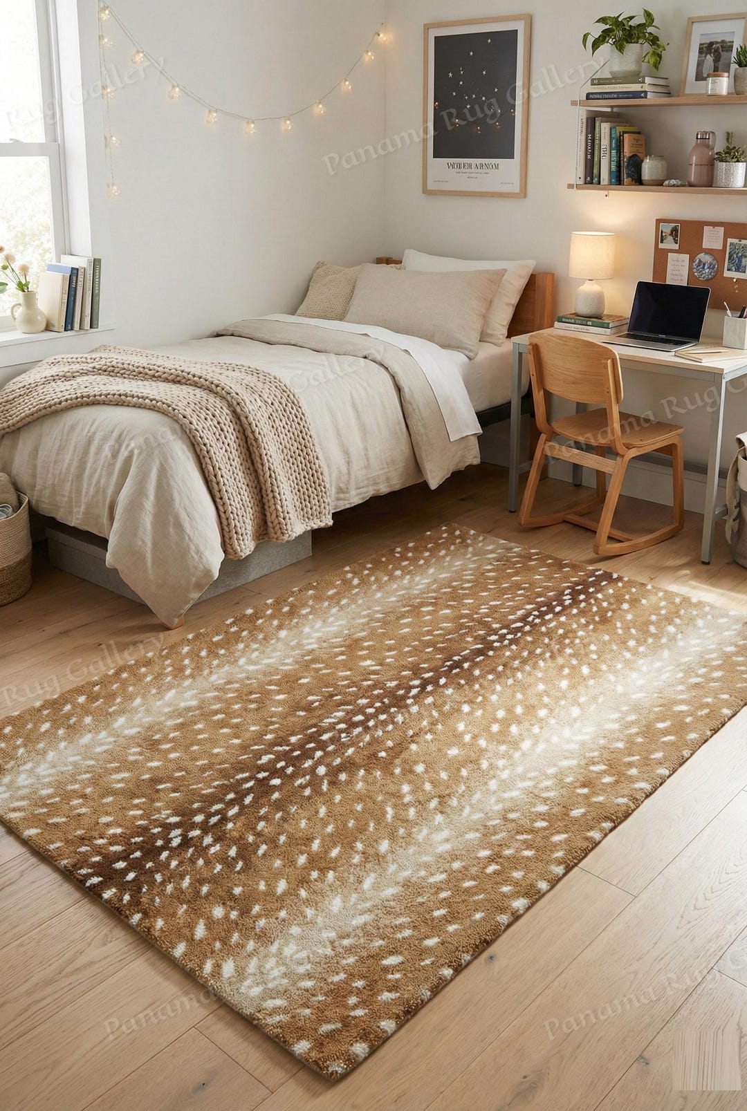 Deanery Rugs Deer Print Area Rug | Hand Tufted Wool Fawn Pattern Rug | Rustic ...