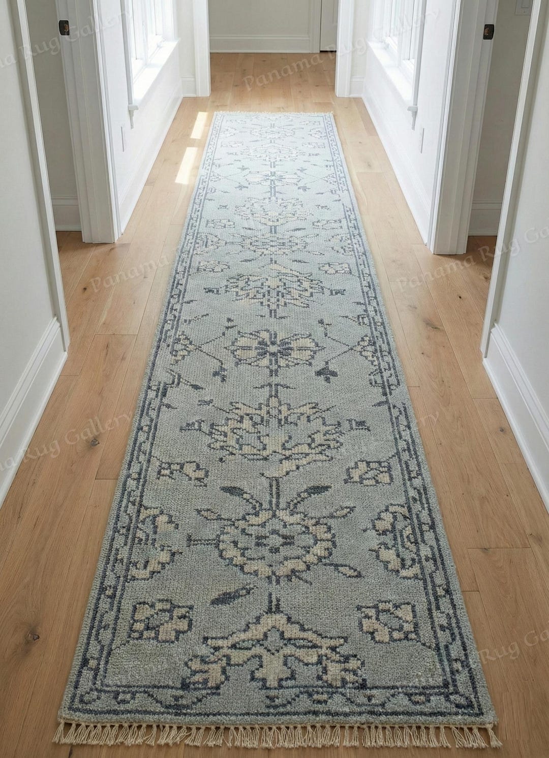 Blue Hand-knotted Wool Oushak Runner Rug 3×10 – Hallway & Entry Decor ...