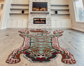 Tibetan Tiger Rug: Tufted High Pile Accent Carpet (4x6)