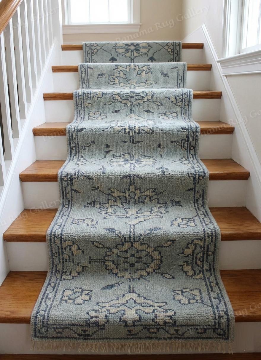 Blue Hand-knotted Wool Oushak Runner Rug 3×10 – Hallway & Entry Decor ...