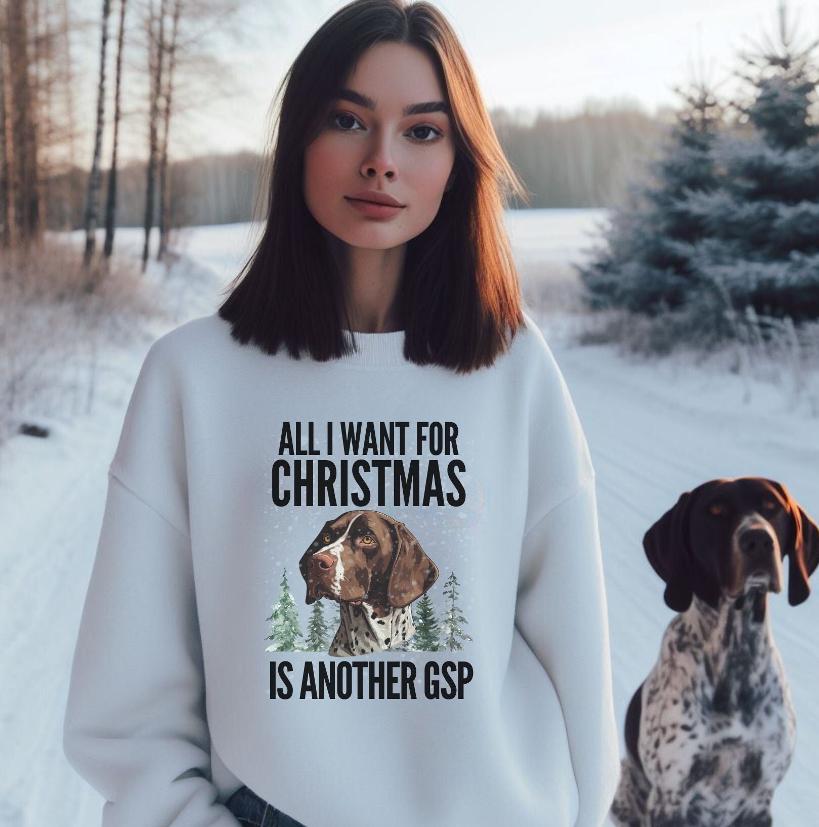 Unisex GSP Christmas Crew Neck Sweatshirt/Sweater (White & Grey)