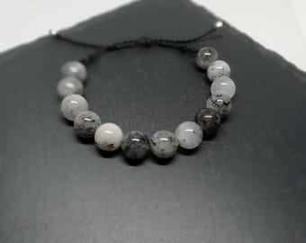 Tourmalinated Quartz Crystal Bracelet 10mm · Natural Gemstone Bracelet · Protection & Balance Crystal · Boho Spiritual Jewellery