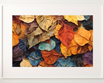 Autumn Leaves Canvas Art Print, Colorful Fall Foliage Wall Decor, Nature Inspired Home Decoration, Large Wall Hanging Living Room Wall Decor