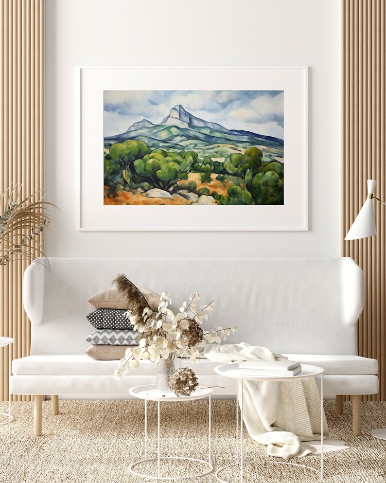 Impressionist Landscape Painting Wall Art, Mountain and Trees Canvas