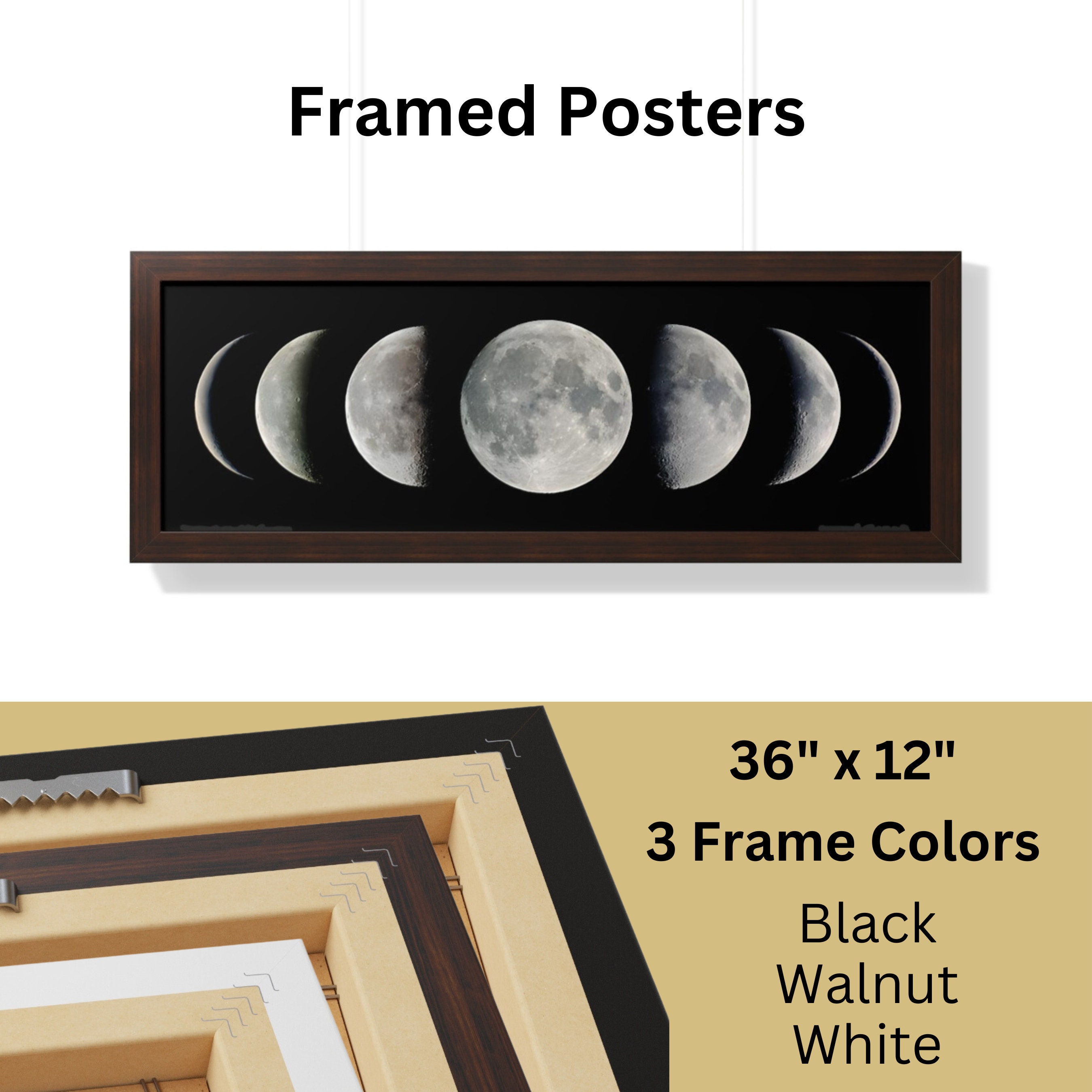 Lunar Phases Wall Art Moon Cycle Print Modern Astronomy Decor Large Lunar Phases Wall Art Moon Cycle Print Modern Astronomy Decor Large