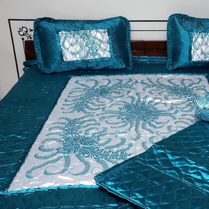Luxurious Satin Silk bedding set – Double Bed Comforter, Bed Sheet & Pillow Covers,home decor bedroom, quilt,wedding gift,bedding set queen