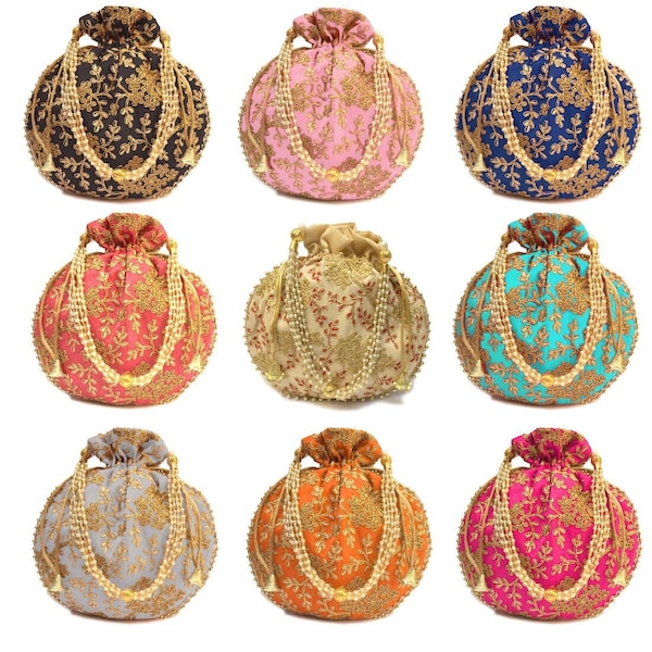 Artisanat et bijoux de créateurs, sacs potli pour femmes, cadeau Diwali, sacs à main de soirée pour femmes cadeaux de mariage, potli indien, idéal pour offrir,