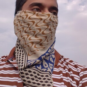 Organic Cotton Bandana, Block Printed Bandana, Winter Scarf, Boho Bandana, Bandana Scarves, Cotton Neckerchief, bandana and headscarf, gifts