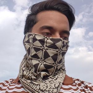 Organic Cotton Bandana, Block Printed Bandana, Winter Scarf, Boho Bandana, Bandana Scarves, Cotton Neckerchief, bandana and headscarf, gifts