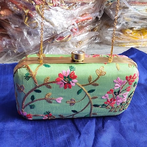 Bolso de mano para fiesta de noche con diseño de bordado verde, bolso de mano para mujer, bolso de mano para boda, muchos colores disponibles, bolsas de regalo de recuerdo, regalo para ella