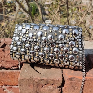Handmade Metal Clutch Tribal Boho Bag, mosaic clutch, Evening Party Clutch, Clutch bag For Women, Wedding Clutch,gift for her,vintage clutch
