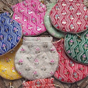 Kunsthandwerk und Schmuck Designer Frauen Potli Taschen, Diwali Geschenk, Abend Handtaschen für Frauen Hochzeit Gefälligkeiten, indische Potli, am besten für Schenken,