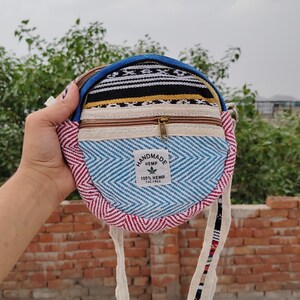 Hemp round Shoulder Bag Purse with zipper, Travel Gift, Sling bag, Makeup Bag, Coin Purse, Hemp Wallet, lightweight hemp purse, gift for her