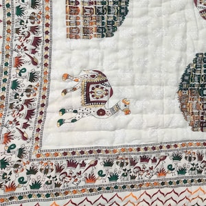 Hawamahal & camel Hand Block Printed light weight Pure Cotton jaipuri Quilt, indian hand block quilt, indian handmade quilt, kantha quilt