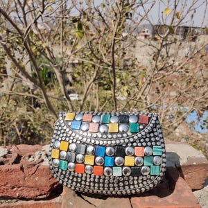 Handmade Metal Clutch Tribal Boho Bag, mosaic clutch, Evening Party Clutch, Clutch bag For Women, Wedding Clutch,gift for her,vintage clutch
