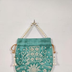 Bolsa de potli bordada a mano para mujer, bolsa con cordón, regalo de devolución para potli de novia, recuerdos de boda, potlis indios, ideal para regalar