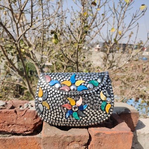 Handmade Metal Clutch Tribal Boho Bag, mosaic clutch, Evening Party Clutch, Clutch bag For Women, Wedding Clutch,gift for her,vintage clutch