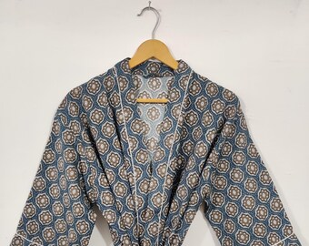 Kimono 100% algodón, bata kimono de algodón, bata kimono, vestido kimono, kimono para mujer, kimono india, kimono largo, conjunto de kimono, kimono de playa