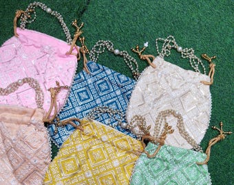 Embroidered Potli Bag, Indian Wedding Favor, Diwali Gift