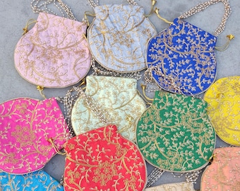 Artisanat potli sacs pour femmes, cadeau Diwali, sacs à main de soirée pour femmes, faveurs de mariage, potli indien, idéal pour offrir, cadeaux