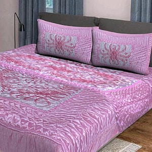 Luxurious Satin Silk bedding set – Double Bed Comforter, Bed Sheet & Pillow Covers,home decor bedroom, quilt,wedding gift,bedding set queen
