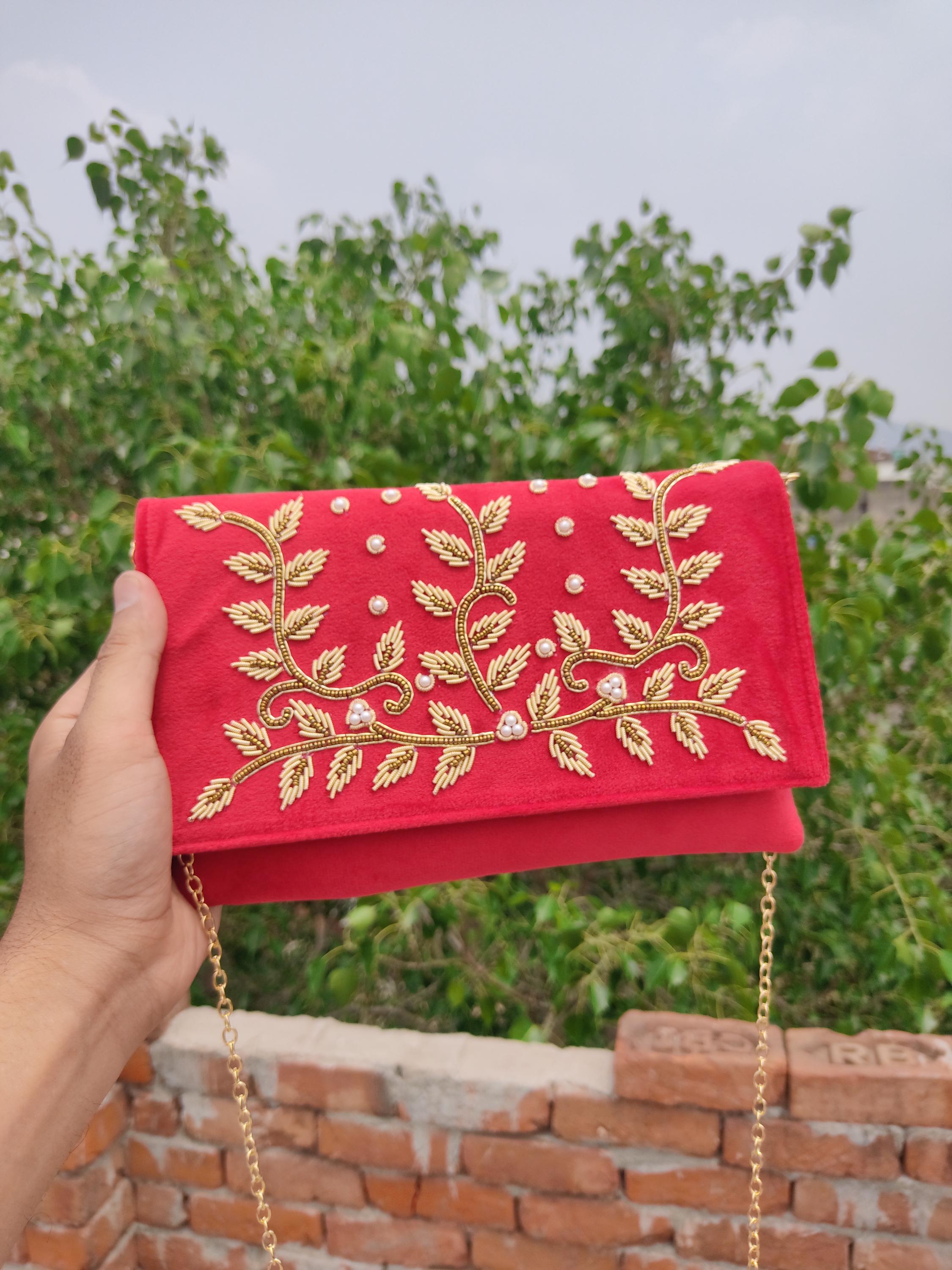 Velvet Handmade Embroidery Evening Party Clutch, Clutch bag For Women, Wedding Clutch, Favor Gift Bags, gift for her, wedding clutch bag.