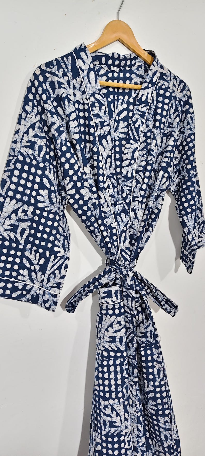 Spa Robe Batik Handmade Batik Print Kimono Robe – 100% Pure Cotton, Boho Loungewear ...