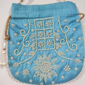 Bolsa de potli bordada a mano para mujer, bolsa con cordón, regalo de devolución para potli de novia, recuerdos de boda, potlis indios, ideal para regalar