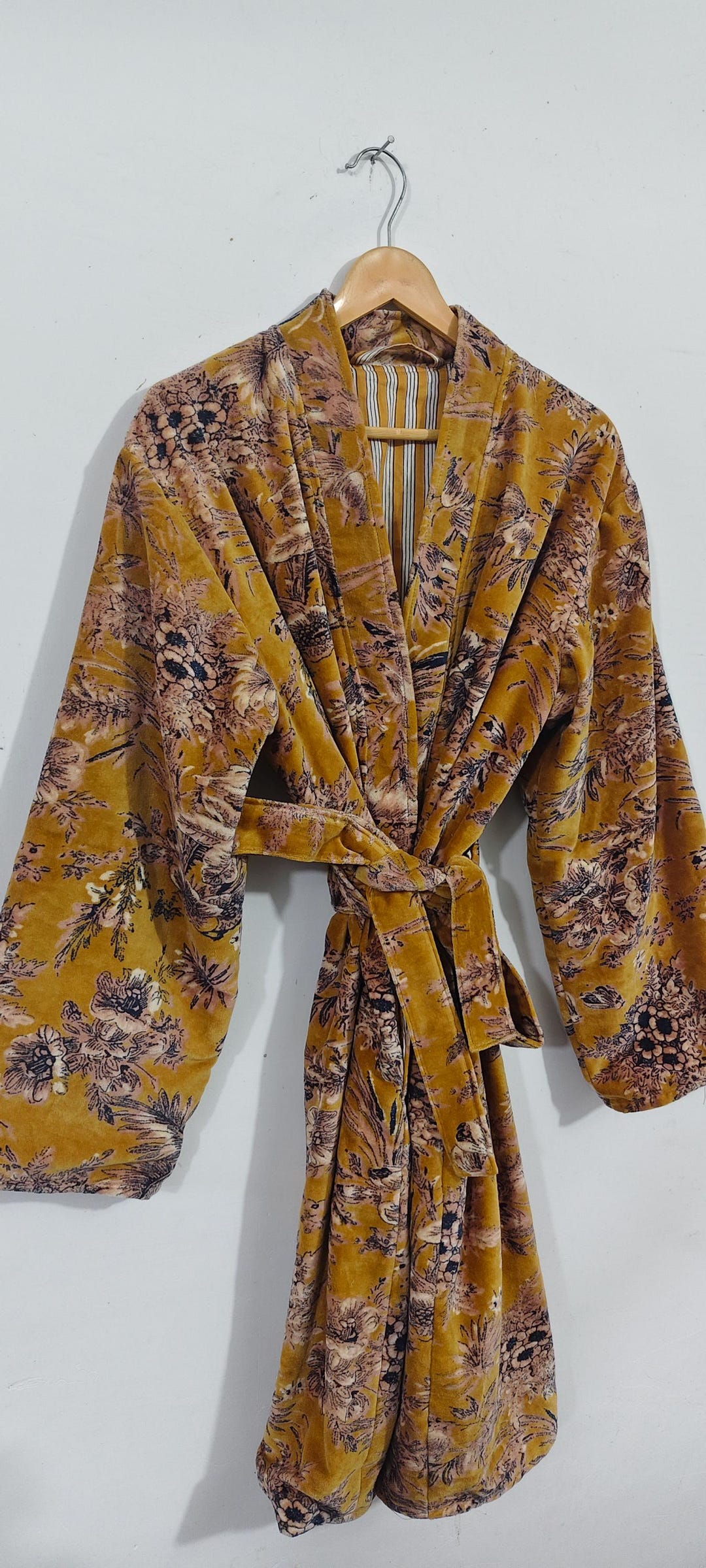 Fancy House Robe Luxury Velvet House Robe, Dressing Gown, Velvet Cotton Kimono Robe ...