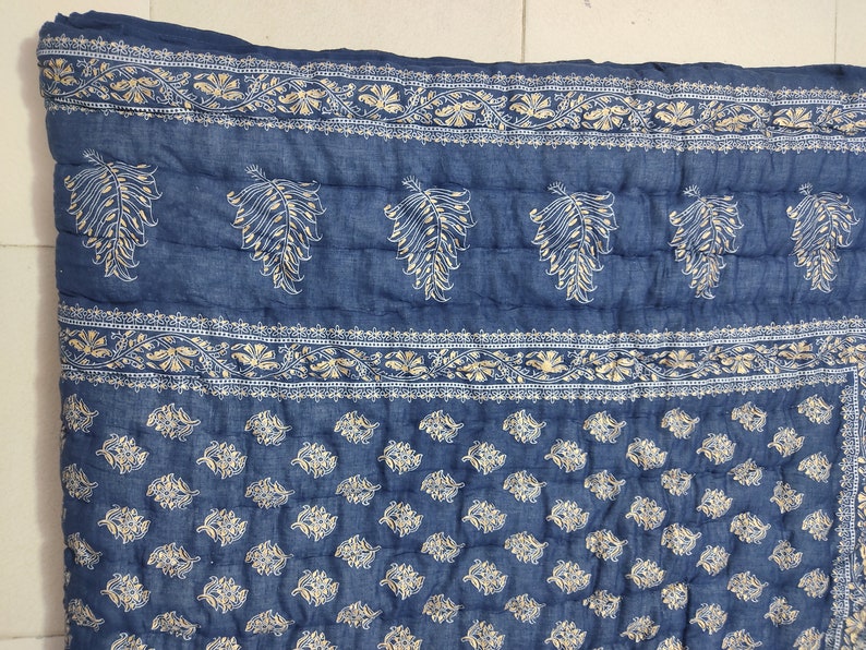 SALE Winter Warm Razai Quilt Cotton Coverlet Razai, Indian Hand Block ...