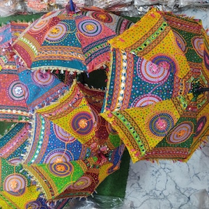 Lot Indian Wedding Umbrella, Handmade Decorations Parasols Cotton umbrella, Sun Protected Parasol for Weddings, event wedding decoration.