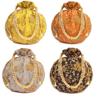 Große Potli Taschen Kunsthandwerk Frauen Potli Taschen, Diwali Geschenk, Abend Handtaschen für Frauen, Hochzeit Gefälligkeiten, Indische Potli, am besten für gifting, Geschenke