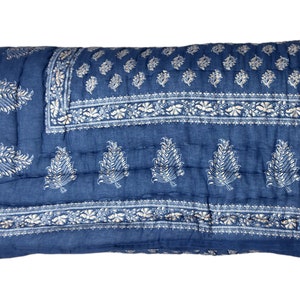 Indian Cotton Handmade Razai quilt, Reversible Block print, quilt batting, quilt blanket, quilt gifts for women, quilt patterns,quilt blocks image 5