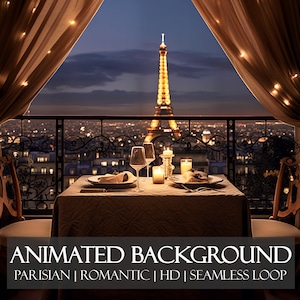 Romantic Valentine&#39;s Day ANIMATED BACKGROUND | Paris backdrop for Zoom Home Office, Twitch Streams, Vtuber, Youtube | HD seamless loop