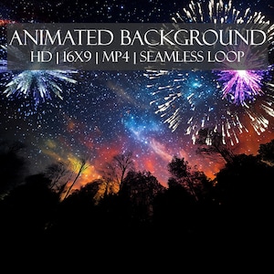 Fireworks in the Forest ANIMATED VIRTUAL BACKGROUND | Zoom, Google Meet, Twitch, You Tube and more | Seamless Loop