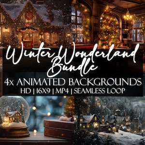 Winter Wonderland Bundle ANIMATED BACKGROUND | HD Christmas Magic Seamless Loop Virtual Backdrop for Zoom, Twitch, Vtuber, Youtube and More
