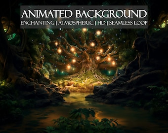 Enchanted Forest ANIMATED BACKGROUND | A Whimsical Fantasy backdrop, perfect for Zoom, Twitch, Vtuber | HD seamless loop
