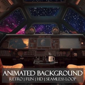 Retro Sci-fi ANIMATED BACKGROUND | Space Galaxy Backdrop Perfect For Zoom, Twitch Streams, Vtuber, YouTube, obs | HD seamless loop