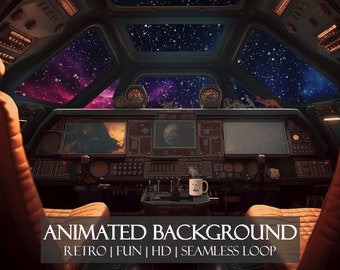 Retro Sci-fi ANIMATED BACKGROUND | Space Galaxy Backdrop Perfect For Zoom, Twitch Streams, Vtuber, YouTube, obs | HD seamless loop