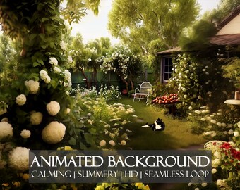 Floral Cottage Core ANIMATED BACKGROUND | Cozy Backdrop for Zoom, Twitch Overlay, Vtuber Stream, YouTube, asmr, obs | HD Seamless Loop