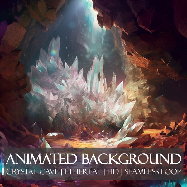 The Crystal Cavern ANIMATED BACKGROUND | Transform Your Streams and Zoom Calls with this Seamless Loop Ethereal Geode Cave Virtual Backdrop