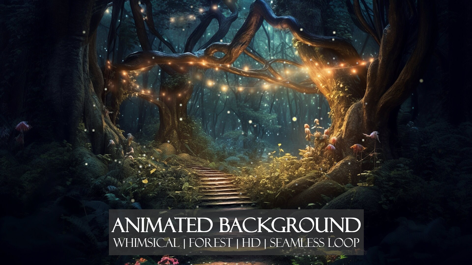 Midnight Forest ANIMATED BACKGROUND | Zoom, Twitch, Vtuber, YouTube, Stream Overlay | HD Seamless Loop