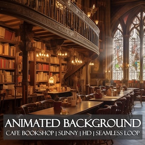 Cozy Home Office ANIMATED BACKGROUND | Cozy Library Backdrop for Zoom, Twitch Overlay, obs, Vtuber Stream, Youtube | HD Seamless Loop