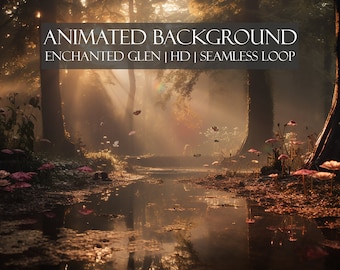 Floral Enchanted Forest ANIMATED BACKGROUND | Backdrop perfect for Zoom, Twitch Stream, Vtuber Overlay, YouTube, Obs+ | HD seamless loop