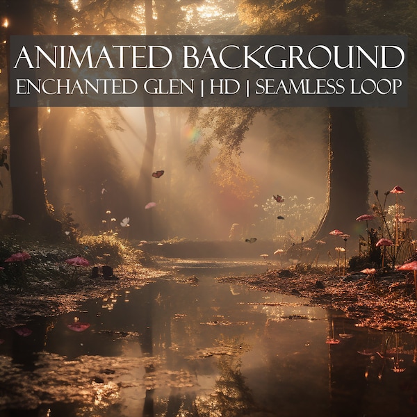 Enchanted Glen ANIMATED BACKGROUND | Calming Butterflies at a pond, perfect Zoom, Twitch, Vtuber | seamless loop virtual backdrop