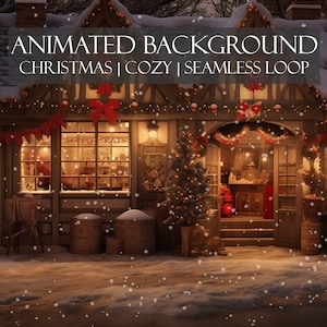 Lapland Christmas Market ANIMATED BACKGROUND | Cozy Christmas backdrop, perfect for Zoom, Twitch, Vtuber | HD seamless loop