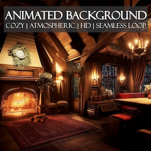 Cozy Tavern ANIMATED BACKGROUND | Atmospheric Pub Backdrop, Perfect for Zoom, Twitch Overlay, Vtuber, Youtube, asmr, obs | HD seamless loop