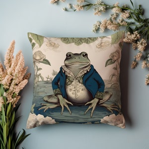 William Morris Pillow | Mr Charming | High End Pillow | Rustic Pillow Cover | William Morris Frog | Vintage Pillow Cover + Insert