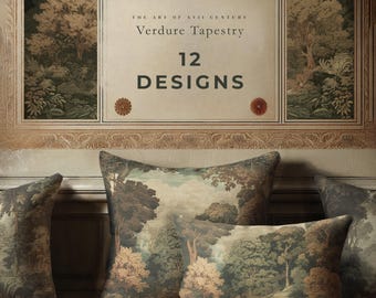 Timeless Verdure Lumbar Pillow | Verdure Tapestry Style Forest | Vintage Landscape Pillow | Lumbar or Square Pillow COVER + INSERT